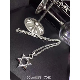 CHROME HEARTS 크롬하츠 남녀공용 925실버 육망성 목걸이 65cm