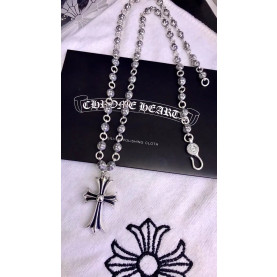 CHROME HEARTS 크롬하츠 남녀공용 925실버 십자 목걸이 65cm
