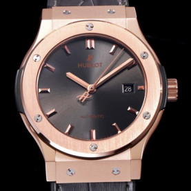 HUBLOT 위블로 클레식 퓨전 511.OX.7180.LR 그레이 썬더스트 다이얼 블랙 레더스트랩 오토매틱 무브먼트 hub0213 - Hublot Classic Fusion Daily Watch Simple Classic Type Upgrade 18k Rose Gold Case Grey Sun Dust Dial Black Leather Strap Automatic Movement