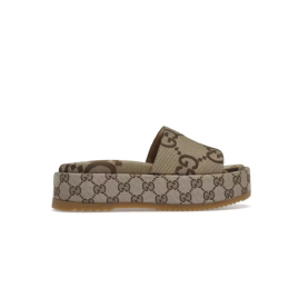 GUCCI 구찌 안젤리나 캔버스 플랫폼 슬라이드 슬리퍼