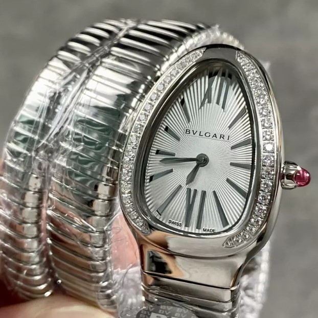 BULGARI 불가리 세르펜티 투보가스 실버 다이아몬드 화이트다이얼 103819