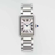 CARTIER 까르띠에 탱크 머스트 워치 29.5mm 화이트 다이얼 쿼츠 메탈 시계 WSTA0051