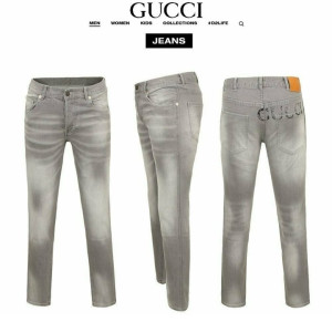 GUCCI 구찌 백로고 그레이 슬림진