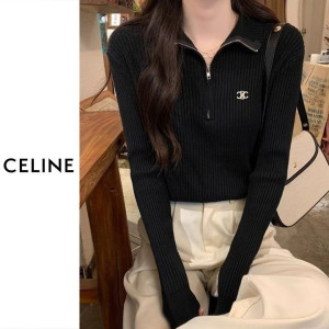 CELINE 셀린느 베이직 반집업 골지 니트 4COLOR