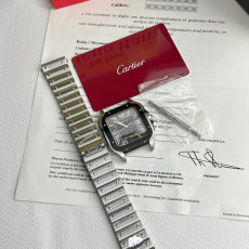 CARTIER 까르띠에 산토스 드 까르띠에 라지 블랙 다이얼 40mm WSSA0037