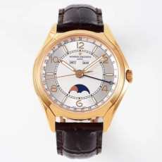 VACHERON CONSTANTIN 바쉐론 콘스탄틴 피프티 식스 컴플리트 캘린더 화이트 다이얼 로즈골드 레더 스트랩 40mm 4000E/000A-B548