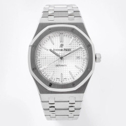 AUDEMARS PIGUET 오데마피게 로얄오크 화이트 텍스처 다이얼 스틸 SS 브레이슬릿 V2 41mm 15400ST
