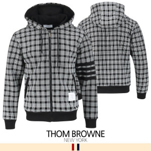 THOM BROWNE 톰브라운 블랙4바 하운드 체크 후드 집업