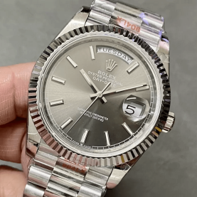 ROLEX 로렉스 데이데이트 그레이 다이얼 바인덱스 SS 쥬빌레 40mm V3(텅스텐 헤비 버전) 228236