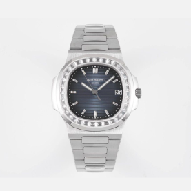 PATEK PHILIPPE 파텍필립 노틸러스 블루 다이얼 바게트 다이아 베젤 SS 브레이슬릿 40mm 5711
