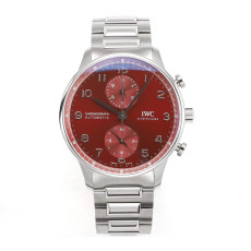 IWC 아이더블유씨 포르투기저 크로노그래프 버건디 다이얼 스틸 SS브레이슬릿 40mm IW371616
