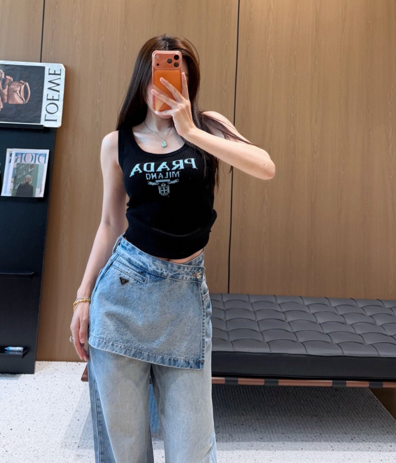 PRADA 프라다 랩스커트 데님팬츠