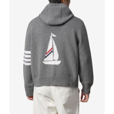 THOM BROWNE 톰브라운 보트 인타르시아 사선 집업 후드 2COLOR