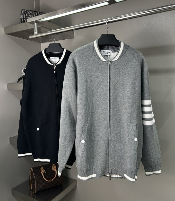 THOM BROWNE 톰브라운 캐시미어 사선 니트 집업