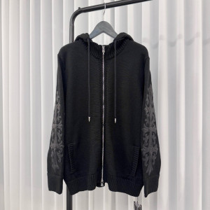 CHROME HEARTS 크롬하츠 레더 플로랄 패치 후드집업