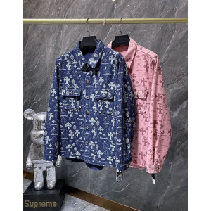 CHROME HEARTS 크롬하츠 7059 올오버 세메터리 모노그램 데님 셔츠 자켓