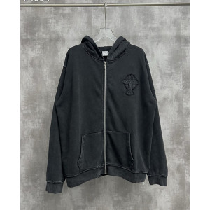 CHROME HEARTS 크롬하츠 크로스 아플리케 워싱 후드 집업 자켓